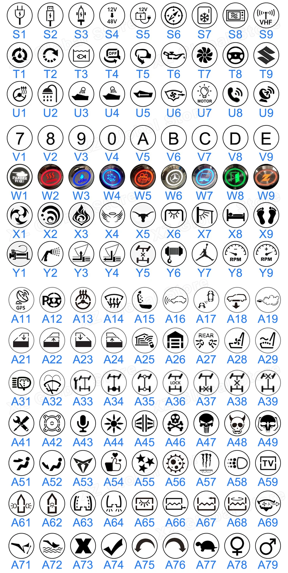 

Металлический кнопочный переключатель Start Stop FENGYIELE черный/серебристый 12/24 В