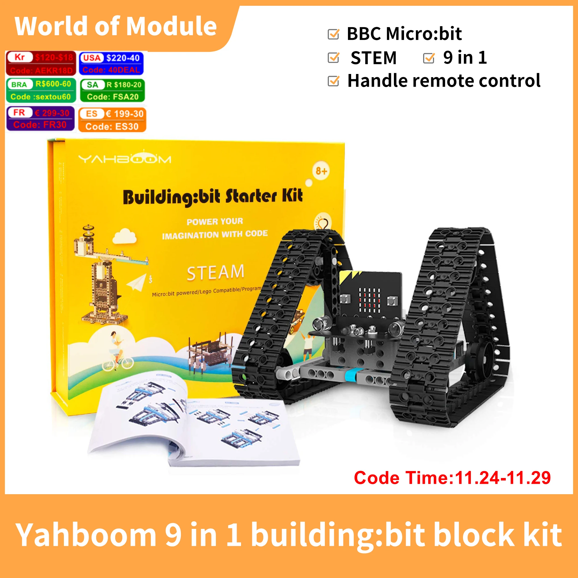 

Microbit V2 Robot 9 in 1 DIY Electronic Kit Building Block High-tech Educational Toys for Children Gifts with Remote Control