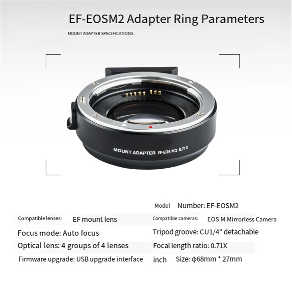 Фото Новинка для объектива EF к серии камер M EF-EOSM2 0,71X переходное кольцо усилителя скорости с автофокусом №3
