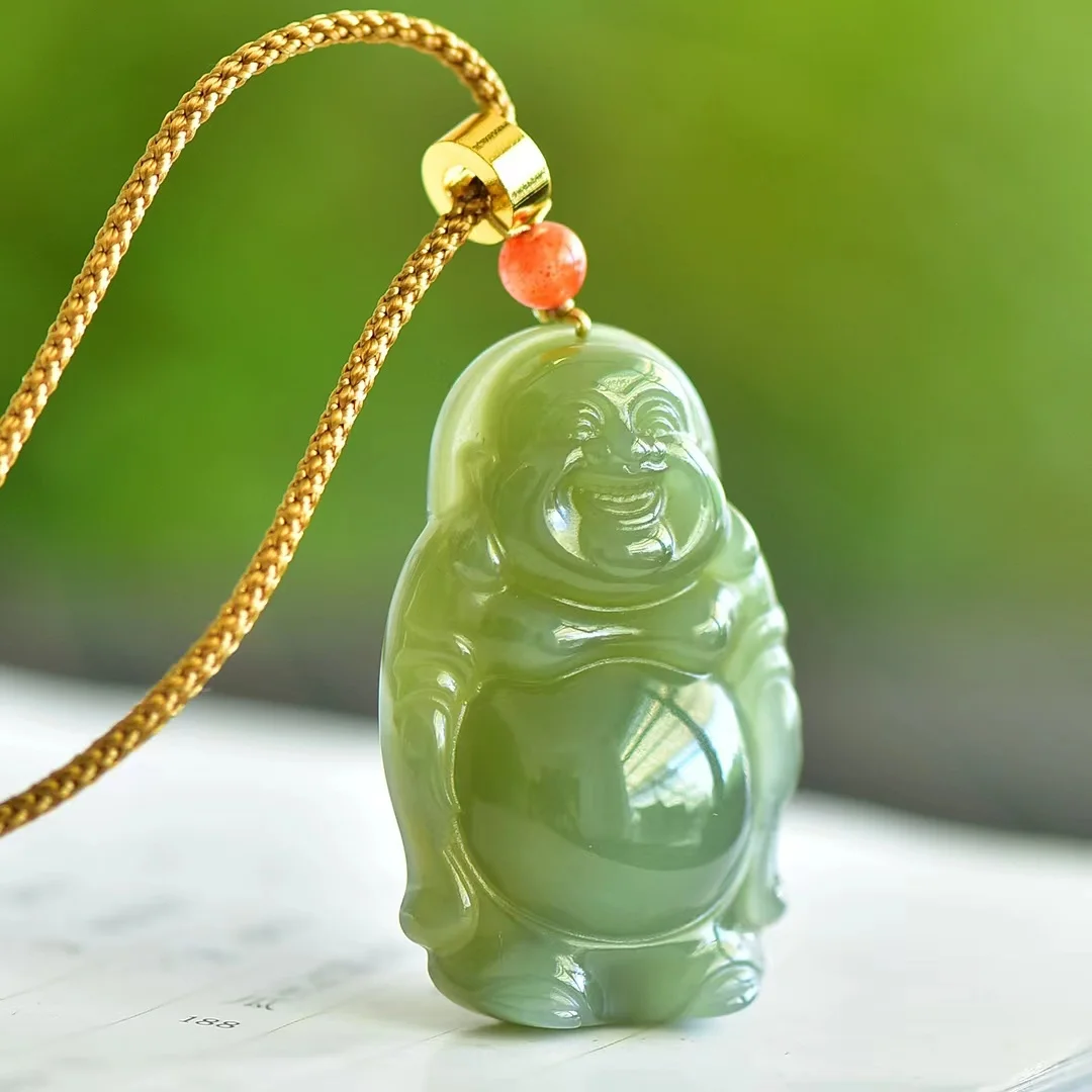 Натуральный материал Hetian Jade Qinghai Бриллиантовая подвеска ювелирные изделия 1664 #