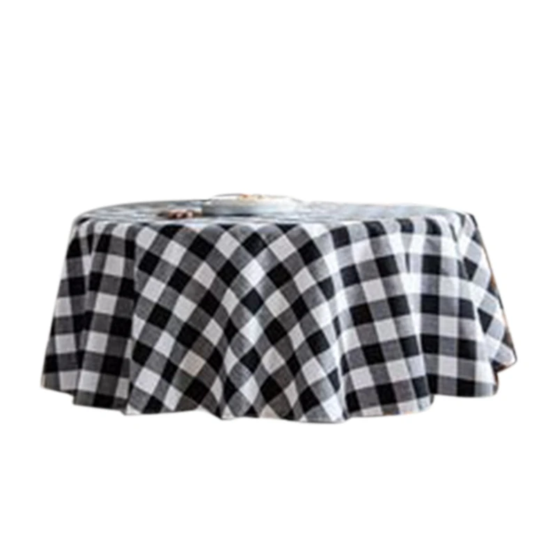 

60 Inch Round Buffalo Check Tablecloth, 100% Cotton, Rustic Farmhouse Style Cloth Dining Table And Kitchen Decoration