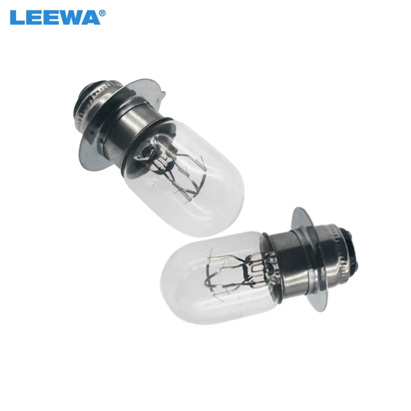 LEEWA 50pcs Motorcycle DC 12V 35W T19 P15D-25-1 White Light Headlight Double Filament Bulb Lighting For Motorcycle #CA7411