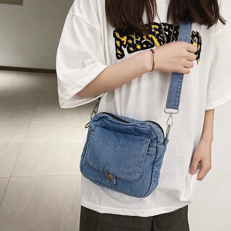 

2022 New Japan Style Denim Girls cross body bag Casual Flap Small women's bag Trend shoulder bag women Hot Students Mobile bag