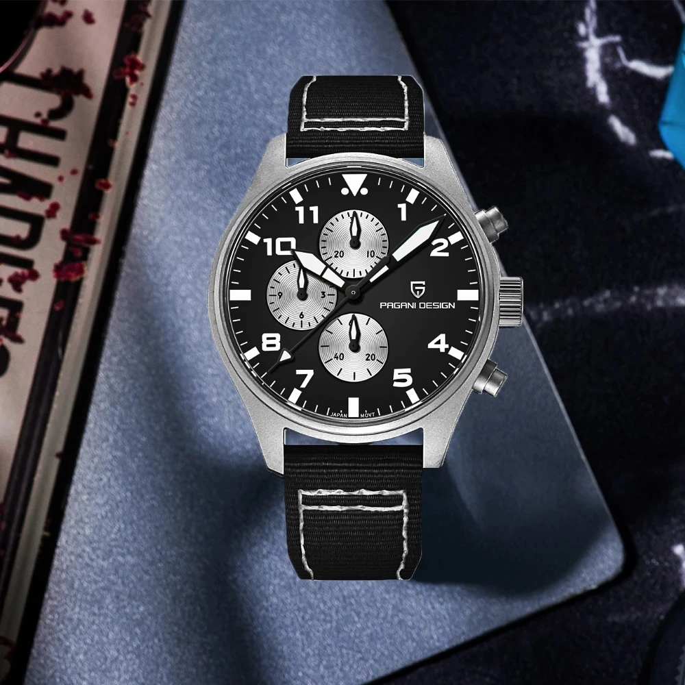 PAGANI DESIGN New 42mm Men's Wristwatches AR Sapphire Glass Waterproof Quartz Watch For Men Top Brand Multifunction Chronograph enlarge