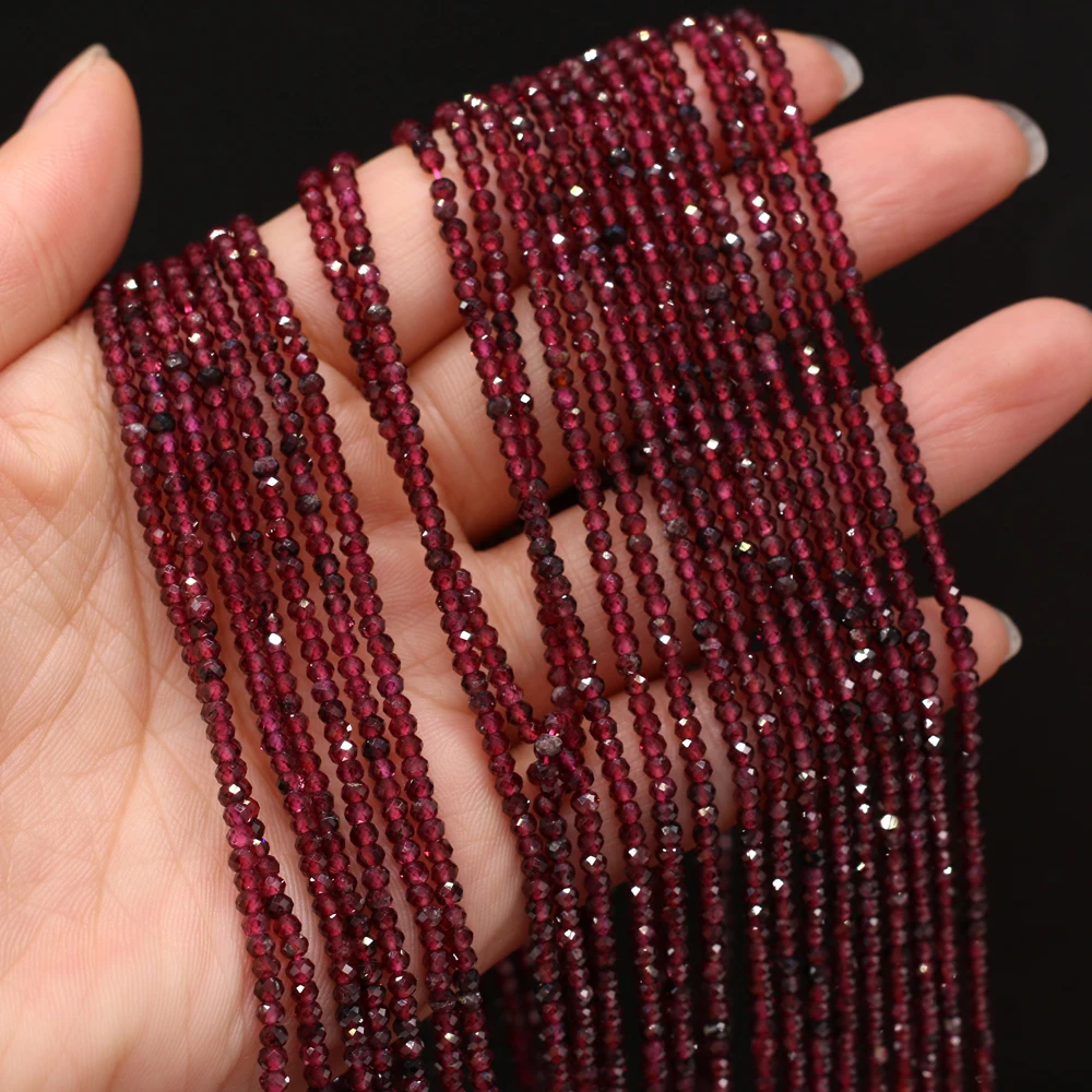 Купи Natural Garnet Stone Beads Small Purple Round Faceted Spacer Beads For Jewelry Making DIY Bracelet Necklace Strand Gift Handmade за 158 рублей в магазине AliExpress