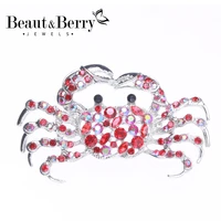 beautberry rhinestone lovely crab brooches for women new 2 color sparking sea animal party casual brooch pin gifts