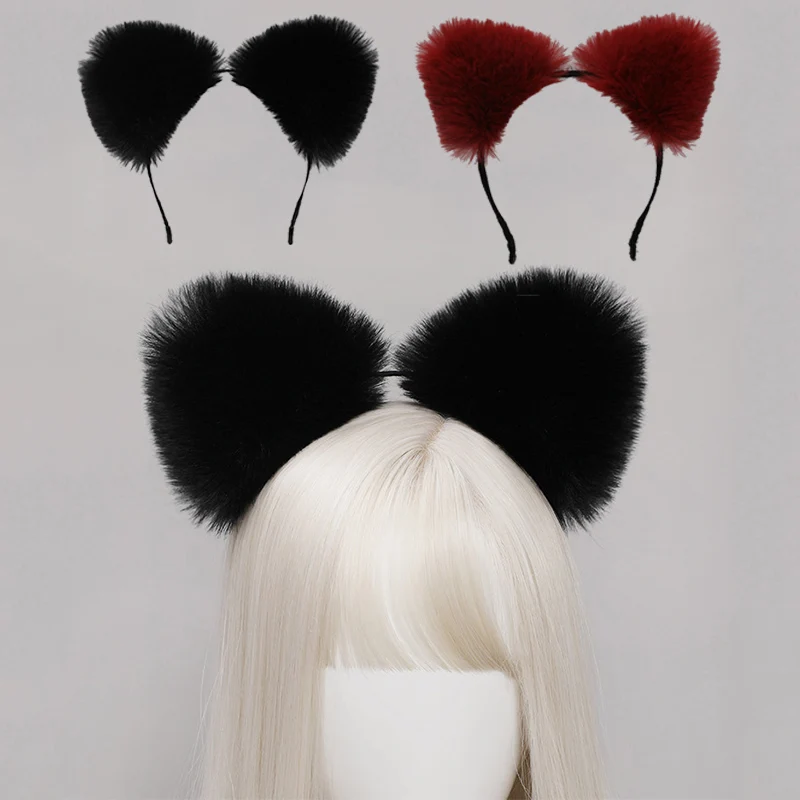 Ободок для волос с кошачьими ушками из искусственного меха |