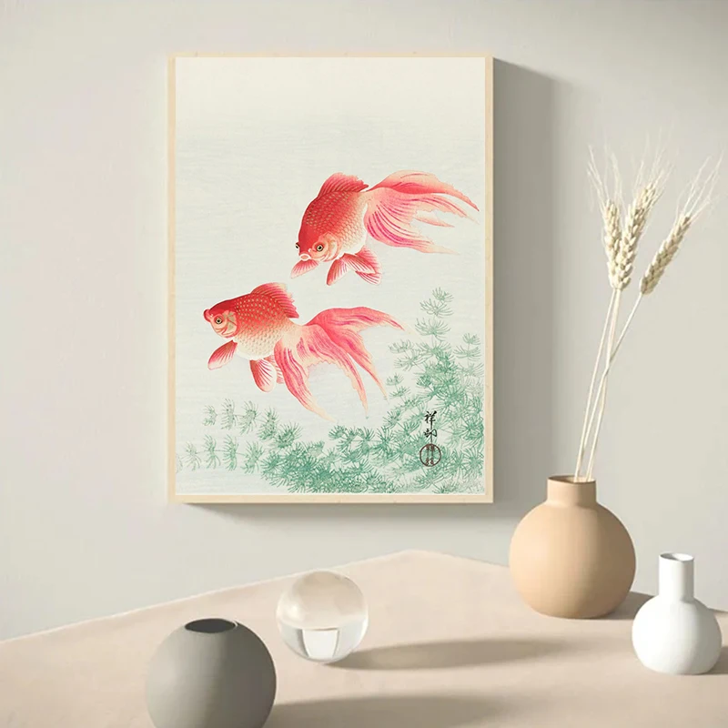 Винтажная японская рыба охара Косон водяная Лилия настенный художественный