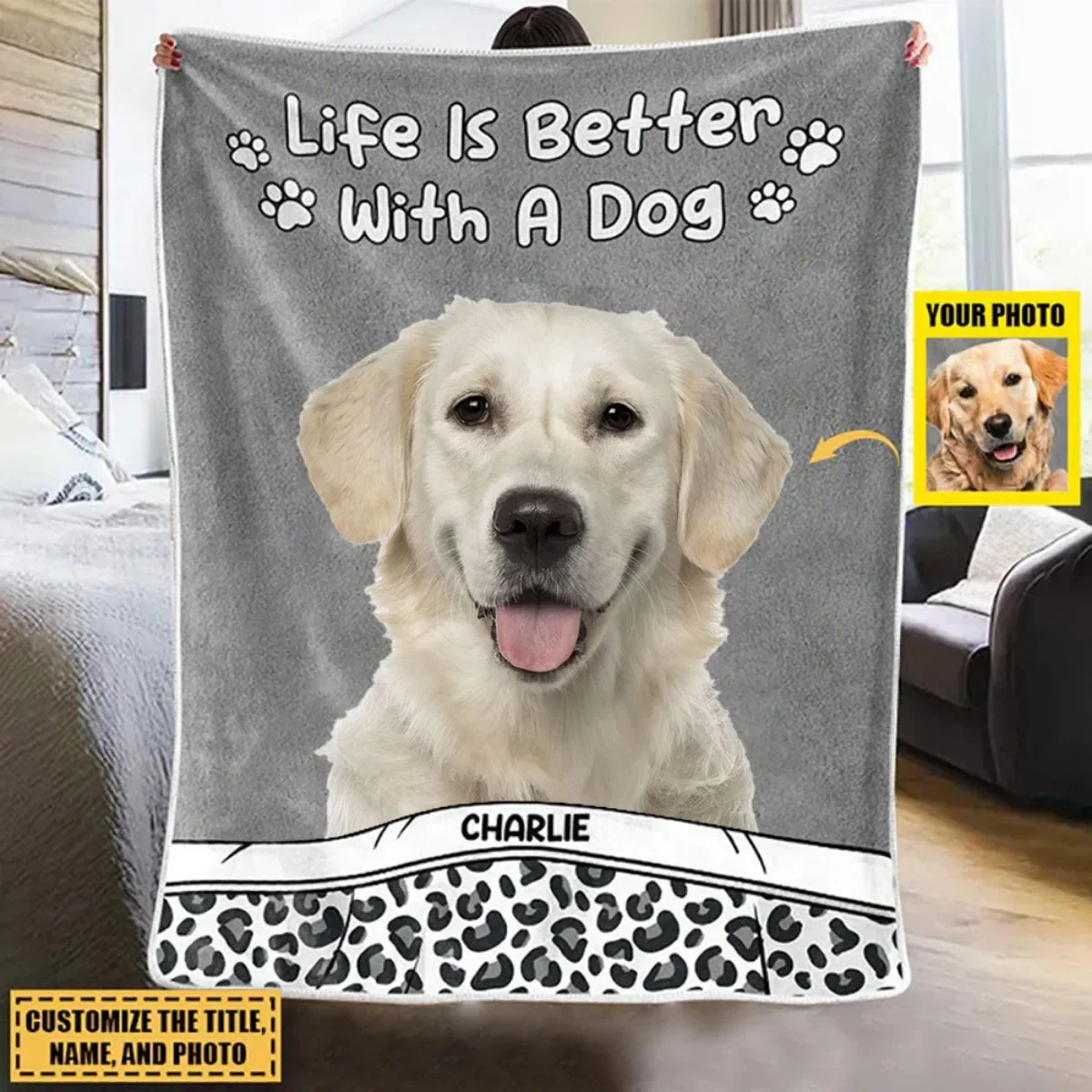 Одеяла KACISSTY Golden Retriever Life Is Better с фланелевым одеялом принтом собаки одеяла