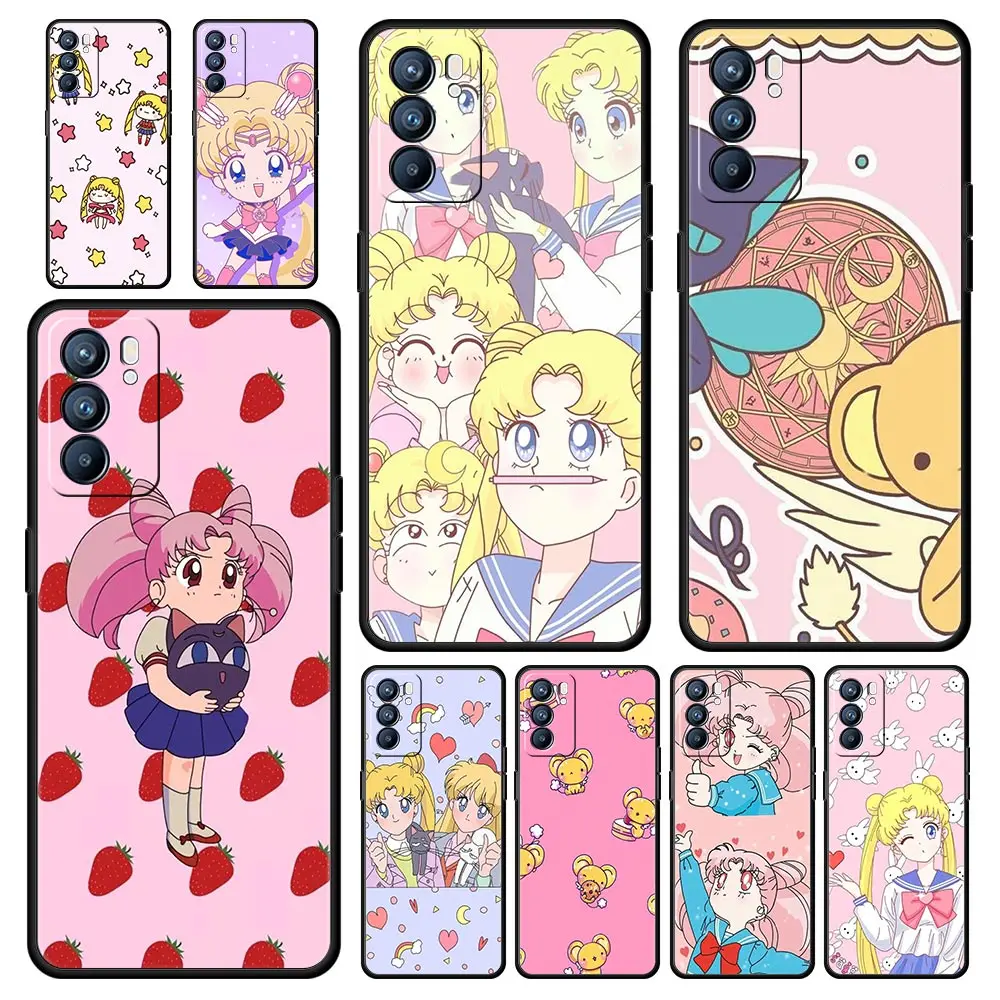 

Cartoon Sailor Moon Phone Case For Realme 8 7 6 Pro C21 C3 C11 Shell Oppo A53 A52 A9 A54 A15 A95 Reno7 SE Reno6 Pro 5G Z Cover