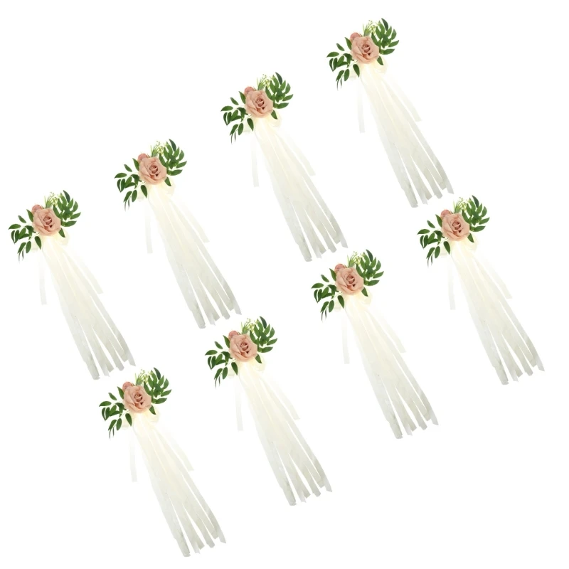 Набор из 6 изысканных цветочных украшений для скамей с лентами украшение спинки