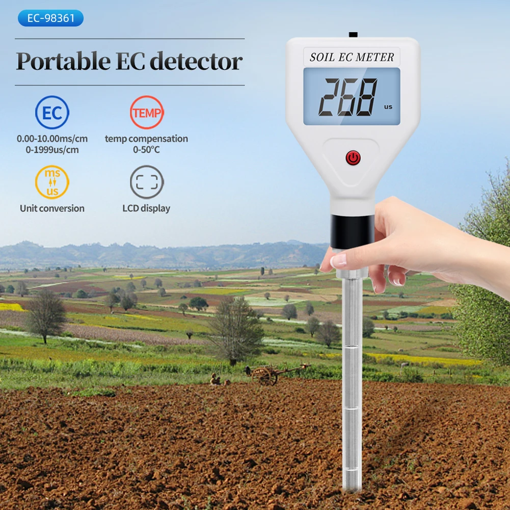 

Digital EC Tester Aquarium Water Quality Monitor Analyzer Soil Conductivity Meter for Pools Planting LCD Display with Backlight
