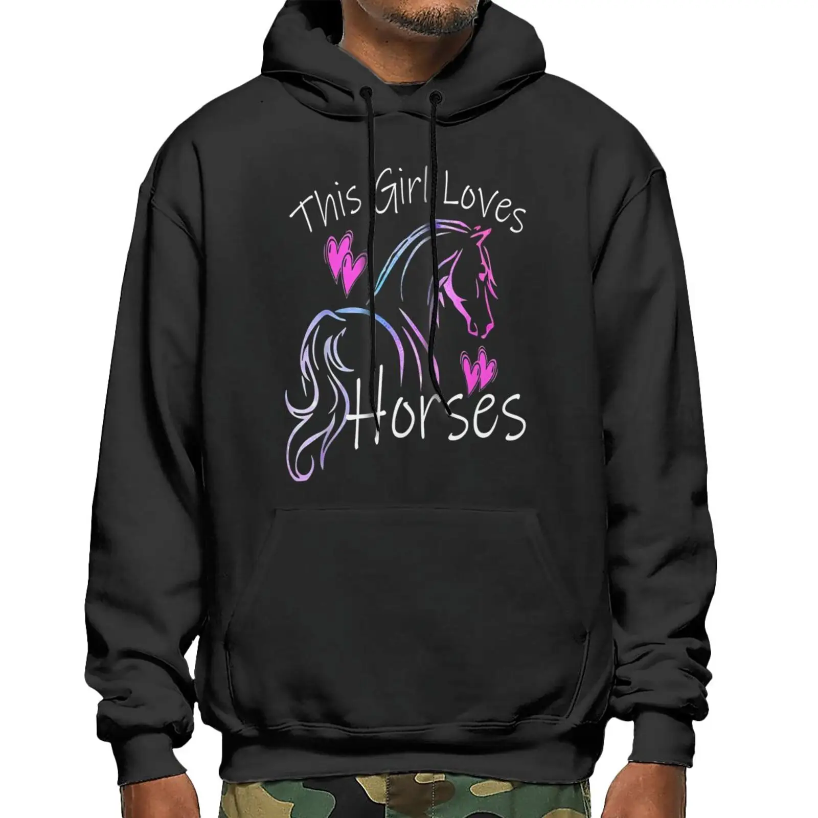

Толстовки с капюшоном для мужчин, свитшот с надписью «This Loves Horse», для верховой езды, корейский стиль