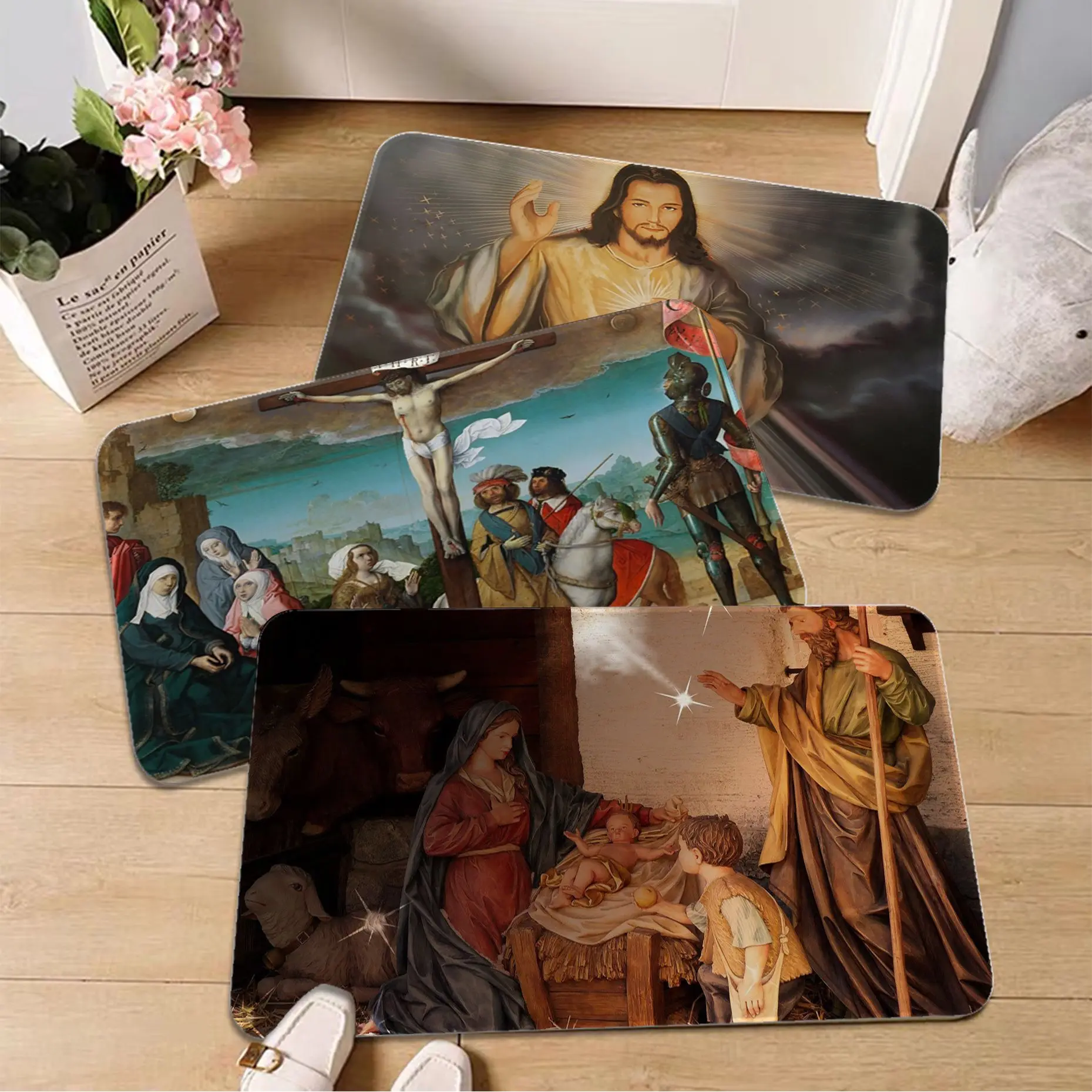 

Christ Jesus Long Rugs Washable Non-Slip Living Room Sofa Chairs Area Mat Kitchen Welcome Doormat