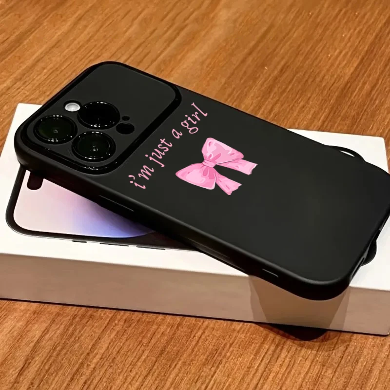 Фото Силиконовый чехол для iPhone 17 Pro, 16 Pro, 15 Pro, 14 Pro, 13, 11, 12 Pro Max с защитой объектива, бампером и розовым бантом в корейском стиле №2