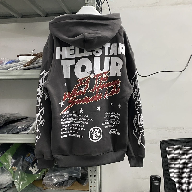 

Высококачественная Новая повседневная толстовка с капюшоном Hellstar Studios для мужчин и женщин, серая толстовка с капюшоном, пуловеры с изображением звезды