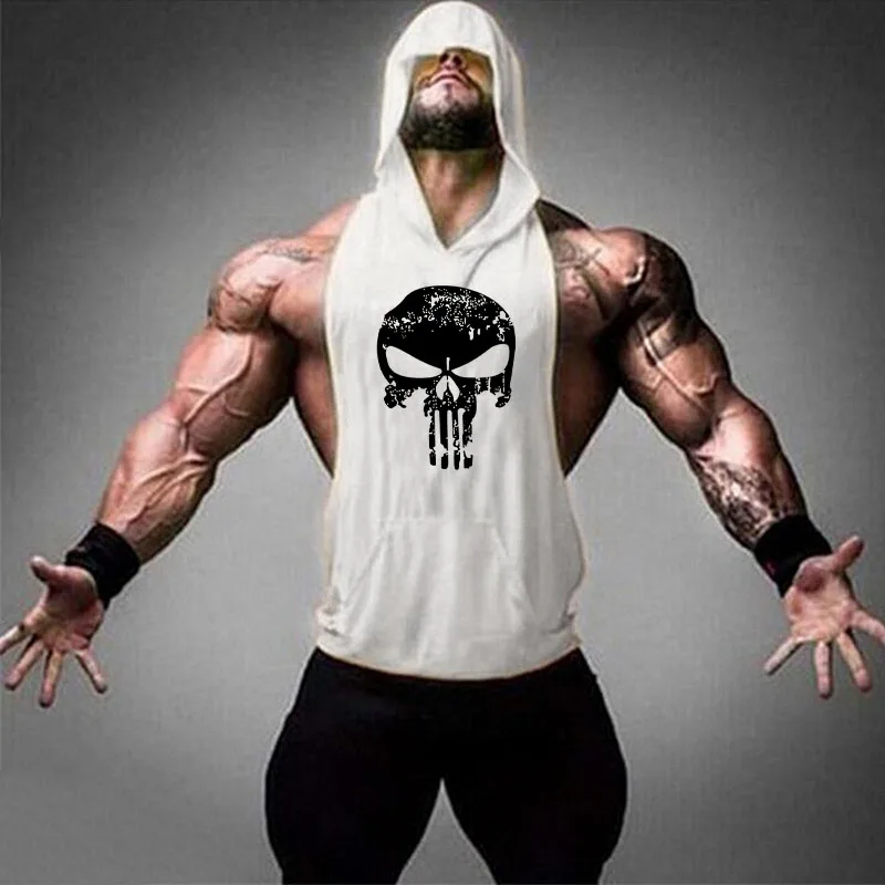

Running hooded vest men Summer men's fitness loose sports sleeveless t-shirt students hip hop basketball hooded vest