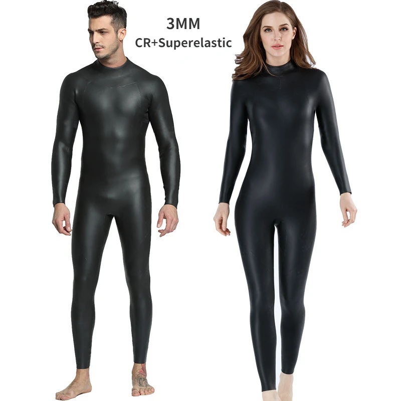 

3mm Leather Wetsuit CR+ Super-elastic Thickened One-piece Wetsuit Cold-proof Warm Surfing Suit