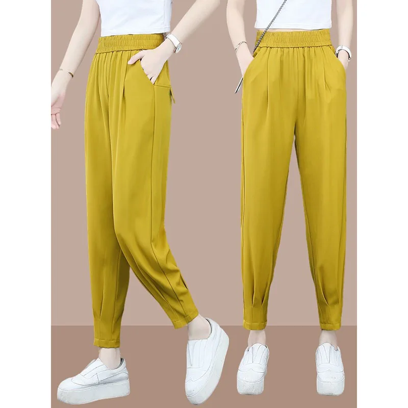 

Женские Летние повседневные брюки, Укороченные спортивные брюки на тонких эластичных бретельках с широкими штанинами, 2023