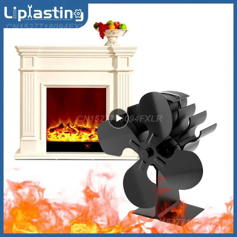 

Silent Operation Black 4-Blade Fireplace Heat Powered Stove Fan Log Wood Burner Fan Home Efficient Heat Distribution