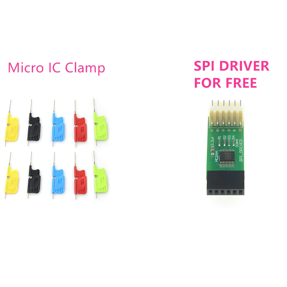 

10 Pcs/Set Micro IC Clamp TSOP/MSOP/SSOP/TSSOP/SOIC/SOP Clip + Free Gift ICSP Enhancement Module SPI DRIVER