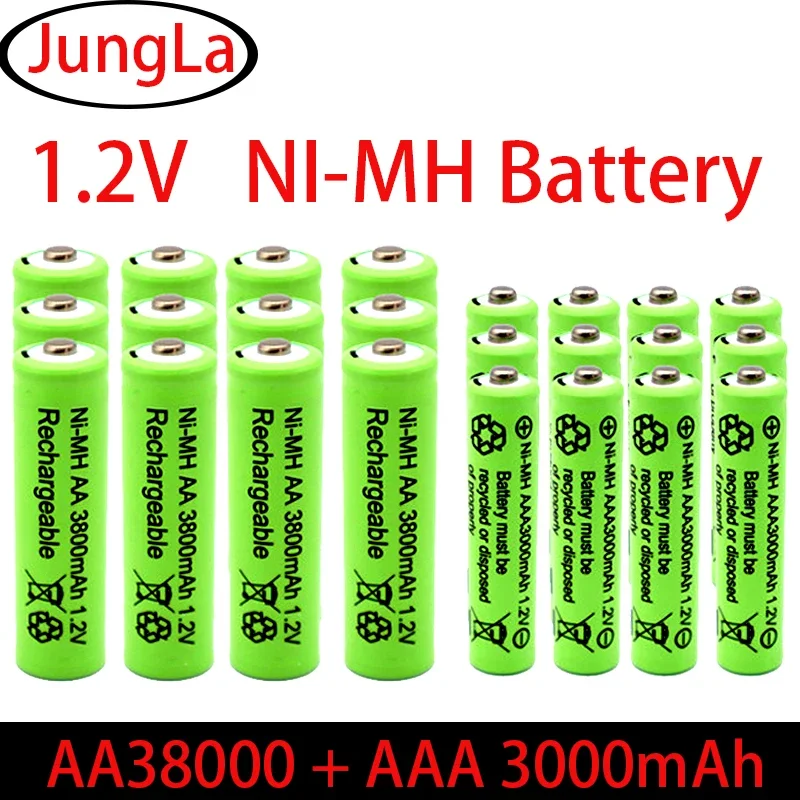 Перезаряжаемый аккумулятор 1 2 V AA 3800mAh Ni-MH Akkus + AAA 3000 MAh