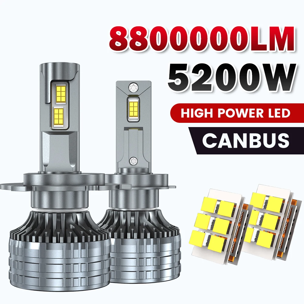 ACTVTCA 5200W 8800000LM H7 H4 H11 Светодиодная фара высокой мощности CSP Canbus H1 H8 9005 HB3 9006 HB4 9012 Турбола Автомобильная светодиодная фара