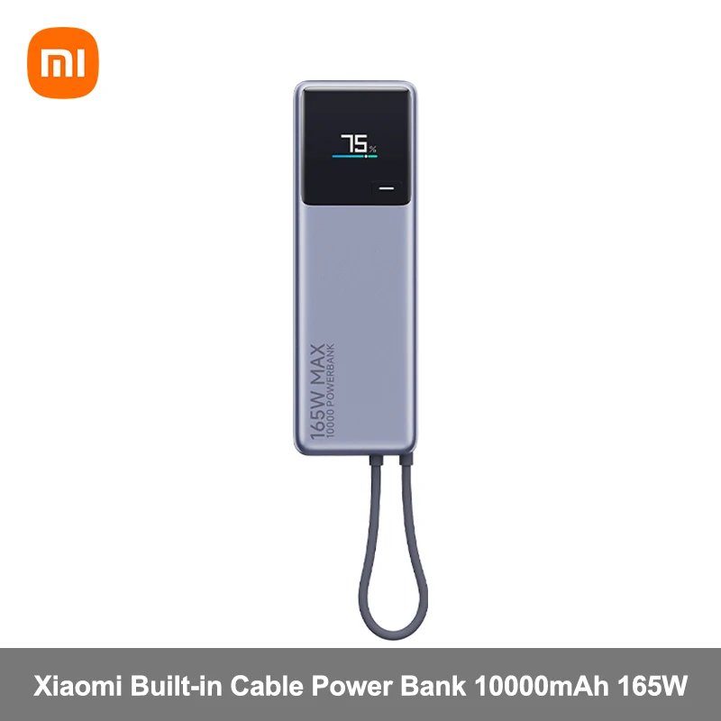 Xiaomi Power Bank 165 Вт 10000 PB1165MI Встроенный кабель USB C со светодиодным дисплеем