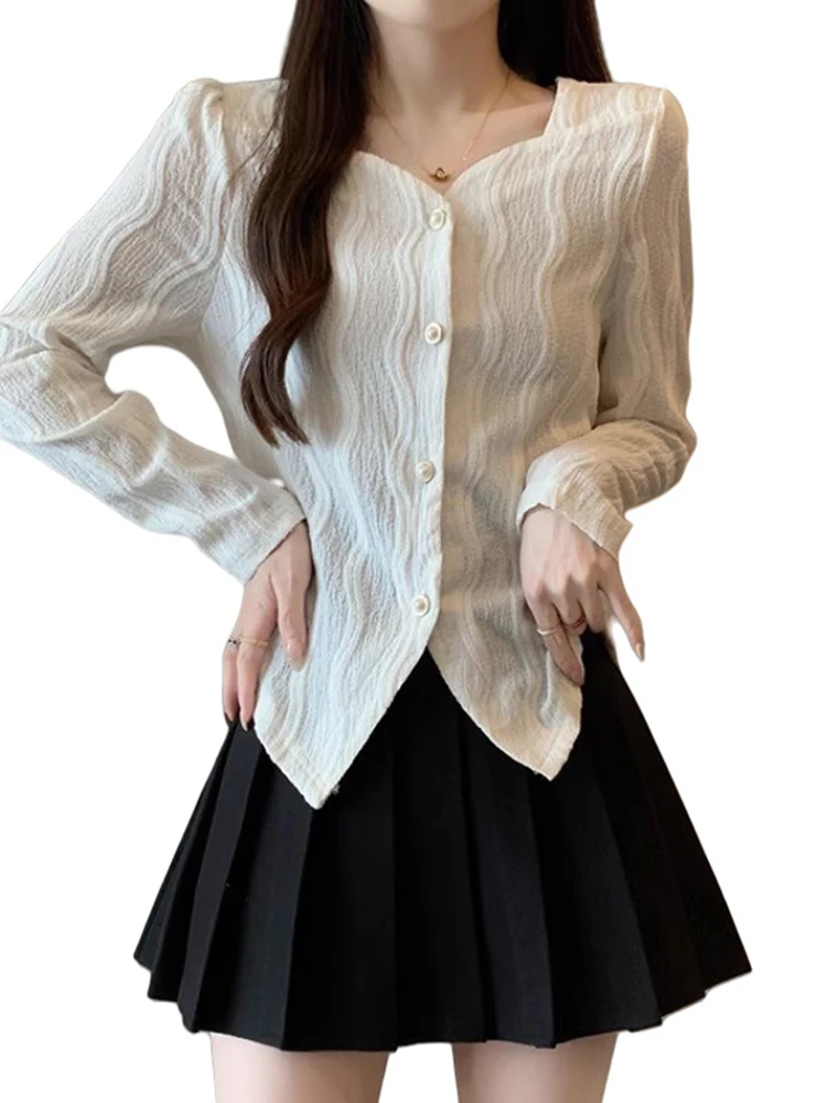 Женские весенние новые французские рубашки размера плюс шикарные с длинными