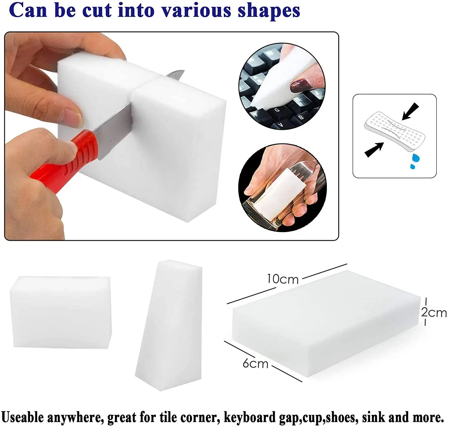 VEHHE100 * 60*20 мм меламиновая губка волшебная Ластик Губка Очиститель для кухни