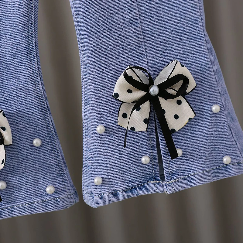 Джинсовые брюки для девочек 2-6 лет модные повседневные штаны из денима