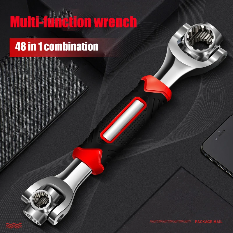 

48 in 1 Wrench Tools Socket Works with Spline Bolts Torx 360 Degree 6-Point Universial Furniture Car Repair 250mm Tools