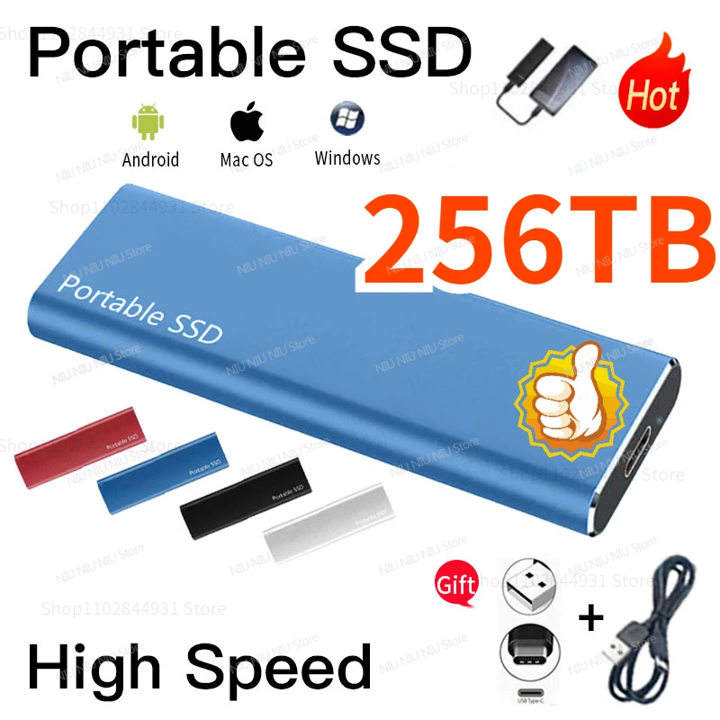 

High Speed Protable SSD 256TB 2TB SSD Type-C USB3.1 16TB 8TB External Solid State Drive 4TB Mobile Hard Drive for Laptop PS4 PS5