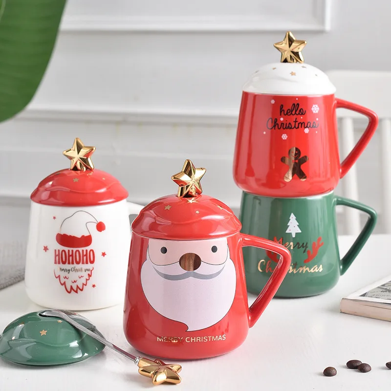 

Креативная Рождественская Подарочная кружка, керамическая чашка в скандинавском стиле, пара чашек, кофейная чашка с ложкой для завтрака.