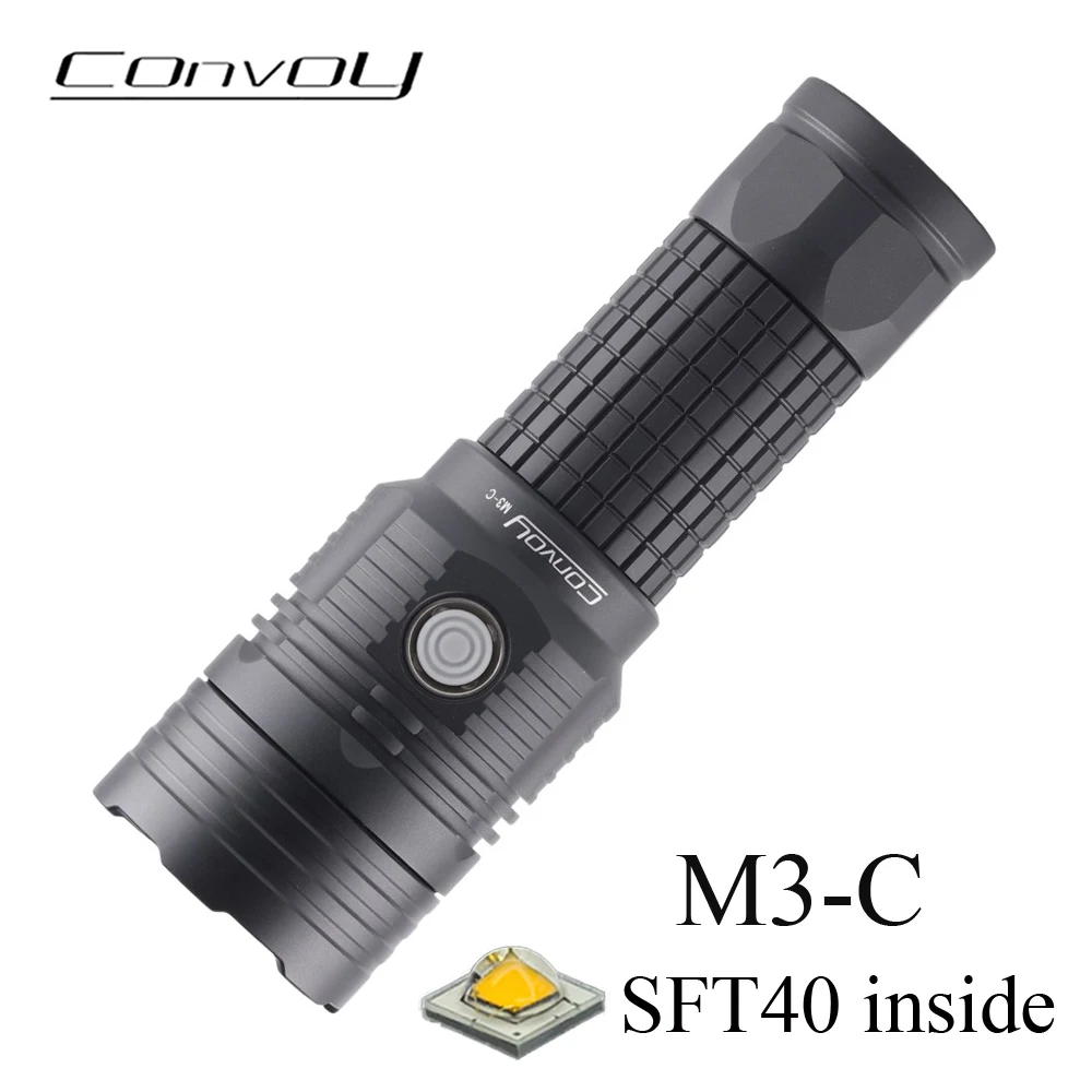Фото Мощный фонарик Convoy M3-C SFT40 Led Lanterna 26650, перезаряжаемый фонарик Tpye-C Linterna, освещение для кемпинга, охоты, рабочая лампа №1