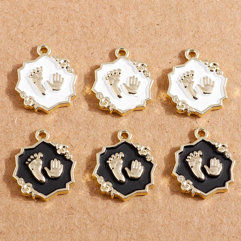 5pcs 15x17mm Cute Enamel Foot Hand Charms for Making Earrings Pendants Necklaces DIY Keychains Crafts Jewelry Findings Accessory