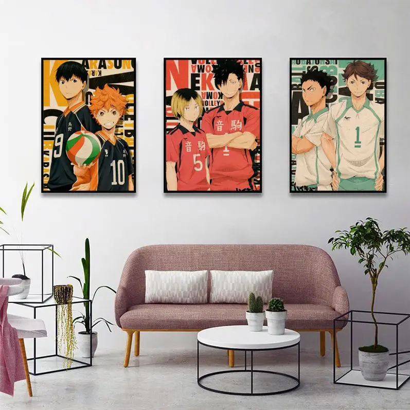 

Haikyuu Retro Kraft Paper Poster Decoracion Painting Wall Art Kraft Paper Home Decor