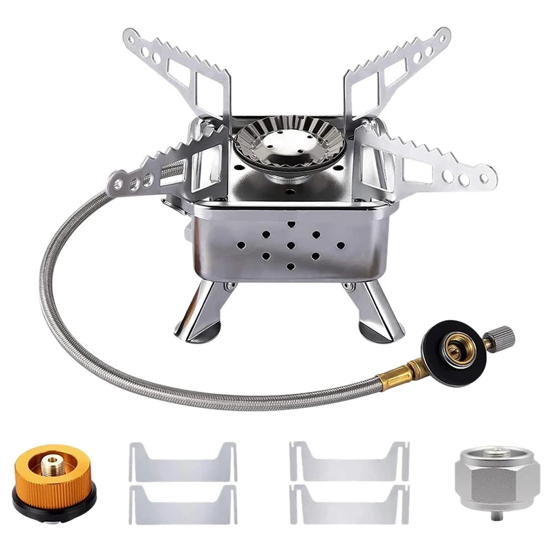 

Portable Camping Stove Burner Windproof Backpacking Stove Camping Gas Stove 2 Types Propane Butane Stove Adapter