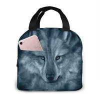 3d native wolf reusable adult tote cooler box bag with front pocket for work travel picnic