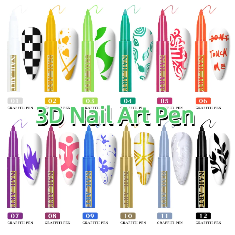 

Ручка граффити для дизайна ногтей, 3d-ручка для рисования, цветок, волна, полоса, для творчества, искусственная кисть, абстрактные линии, рисование, инструменты для творчества и ногтей