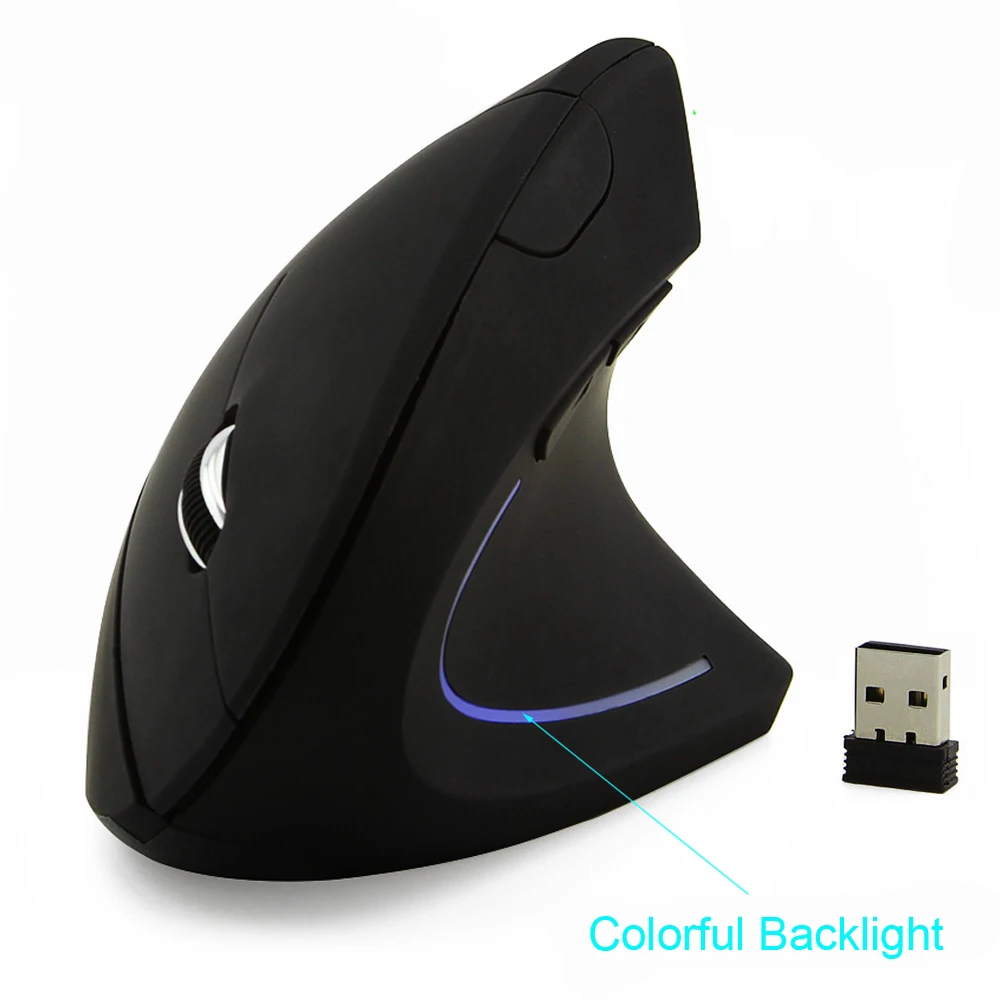 

Wireless Mouse Ergonomic Optical 2.4G USB 800/1200/1600DPI Colorful Light Wrist Healing Vertical Mice for PC Laptop