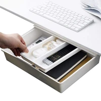 self adhesive under desk drawer hidden storage box makeup organizer self stick school stationery case pencil tray pen holder