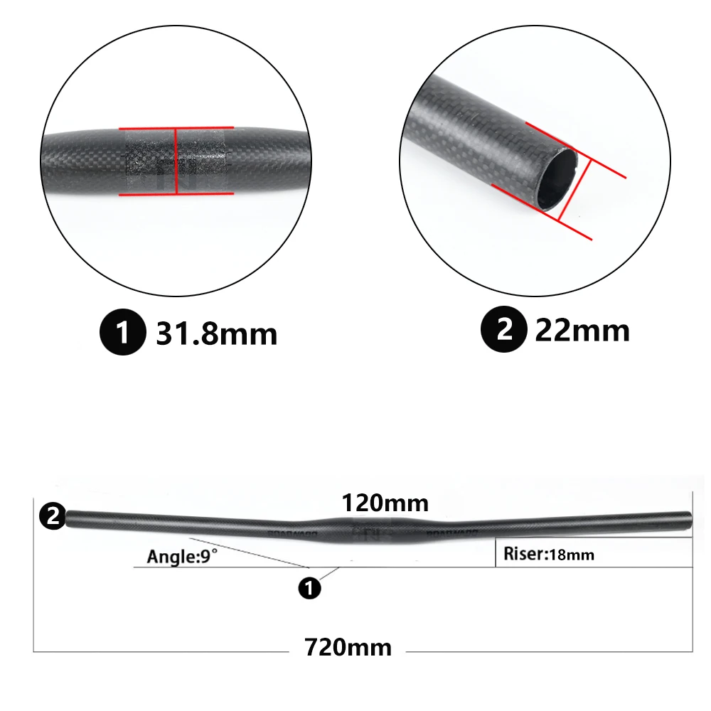 Полностью карбоновый руль T800 для горного велосипеда 31 8*700/720/740/760 мм светильник