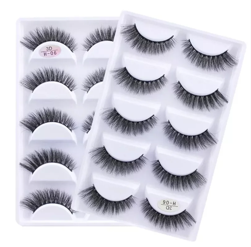 

Full 5 Pairs one box 3D Mink Hair False Eyelashes Natural Thick Long Eye Lashes Wispy Makeup Beauty Extension Tools H13 E08