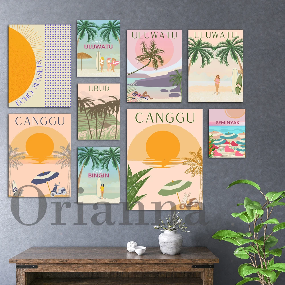 Bali Beach Surf Uluwatu Modular Picture Hd Print Summer Travel Landscape Canvas Painting Home Decor Wall Art Nordic Style Poster |