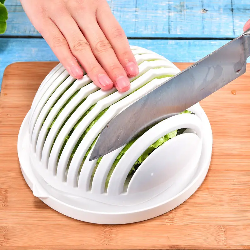 3 In1 Multifunction Salad Bowl Fruit Vegetable Cutting Bowl Kitchen Gadgets Salad Bowl Chopper Slicers Manual Chopper