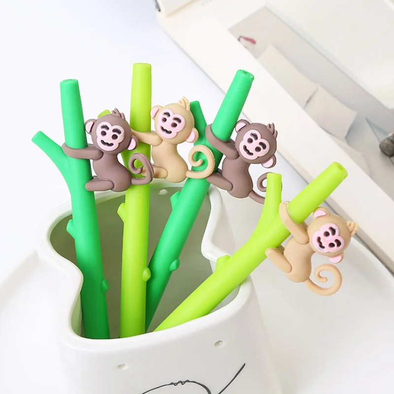

Creative Soft Gel Pen Cartoon Monkey Tree Signature Pen Cute Learning Stationery Student Exam Black Gel Ink Pen