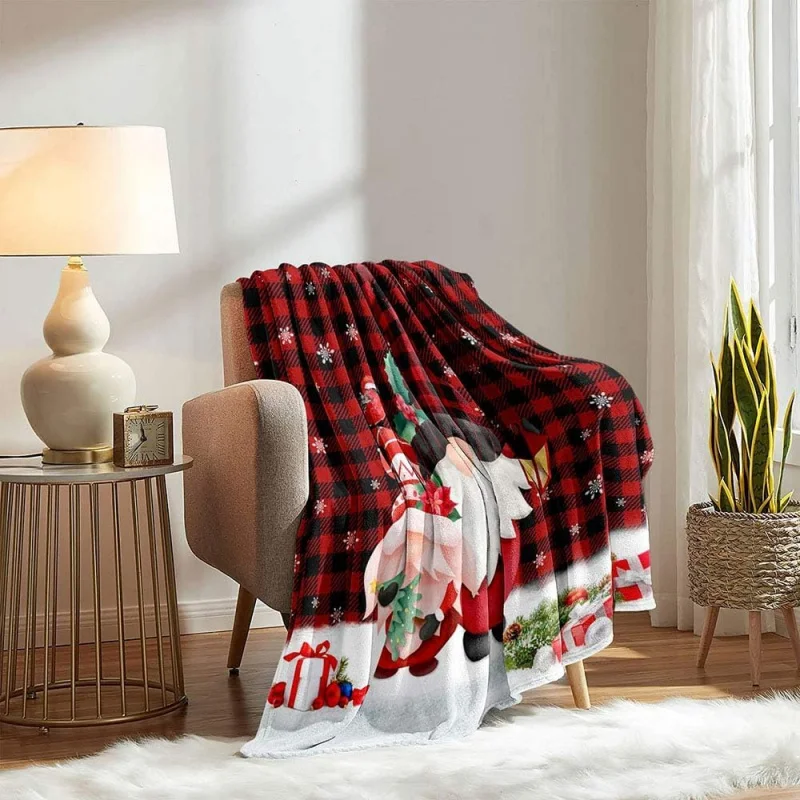 С Рождеством красный буйвол плед зимнее праздничное одеяло гном одеяла уютные