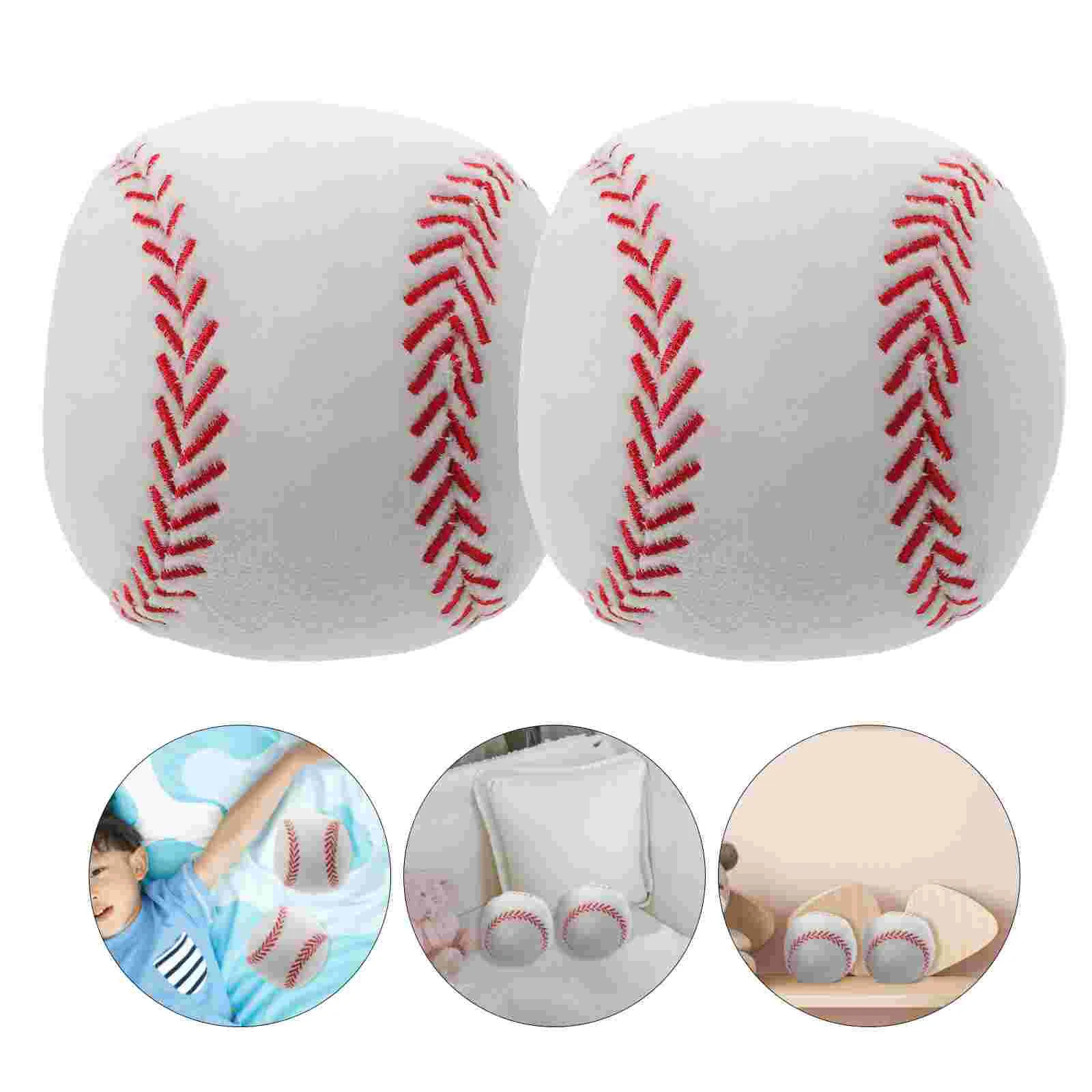 

2 Pcs Simulation Plush Baseball Toy Gift Boys Toys Kids Pp Cotton Supplies Baby The