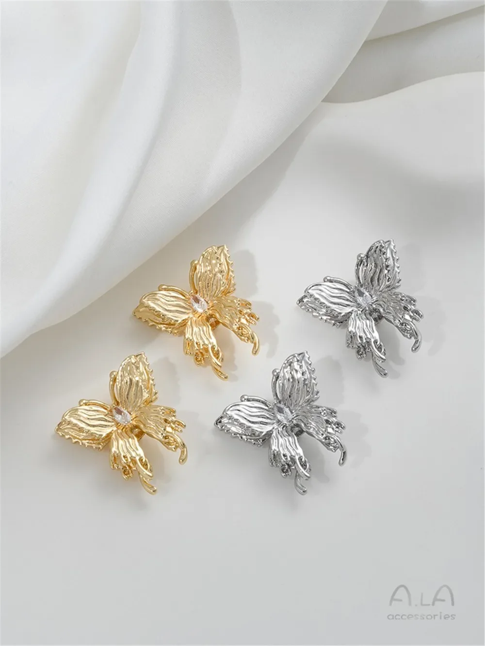 14 К позолоченный трехмерный двойной кулон из бисера-бабочки DIY жемчужный браслет